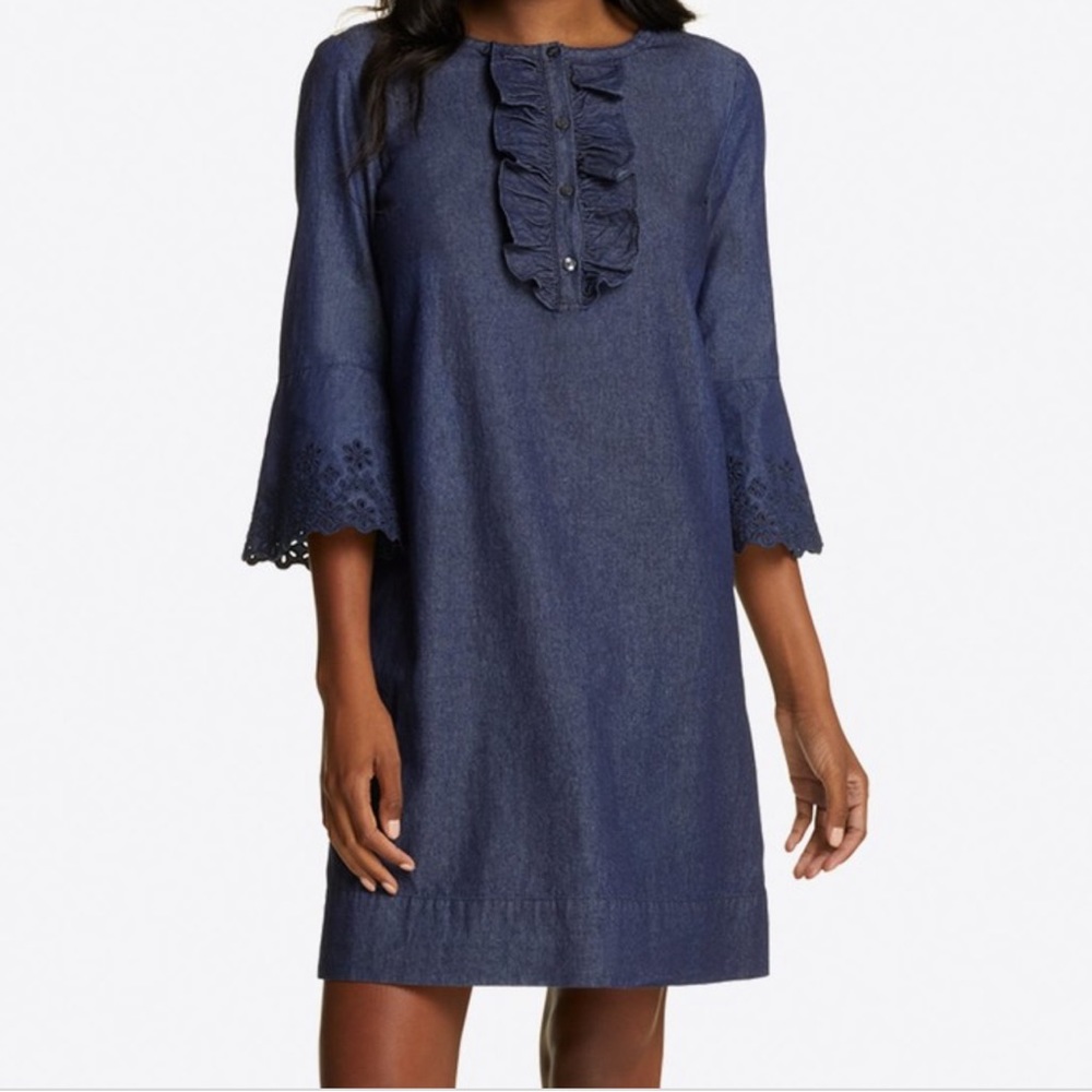 NWT Draper James Chambray Ruffle Shift Dress
